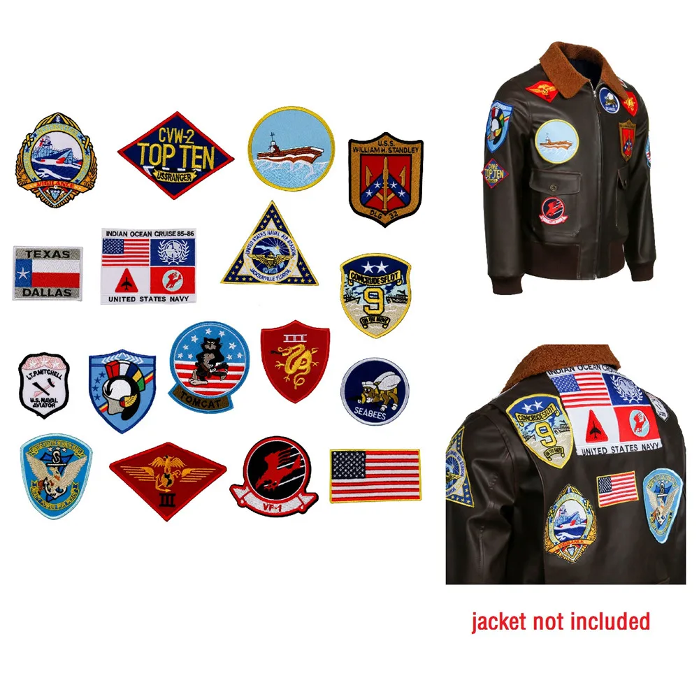 17 шт./лот Top Gun 2 Тема DIY логотип ткань Сделано Швейные значки кожа