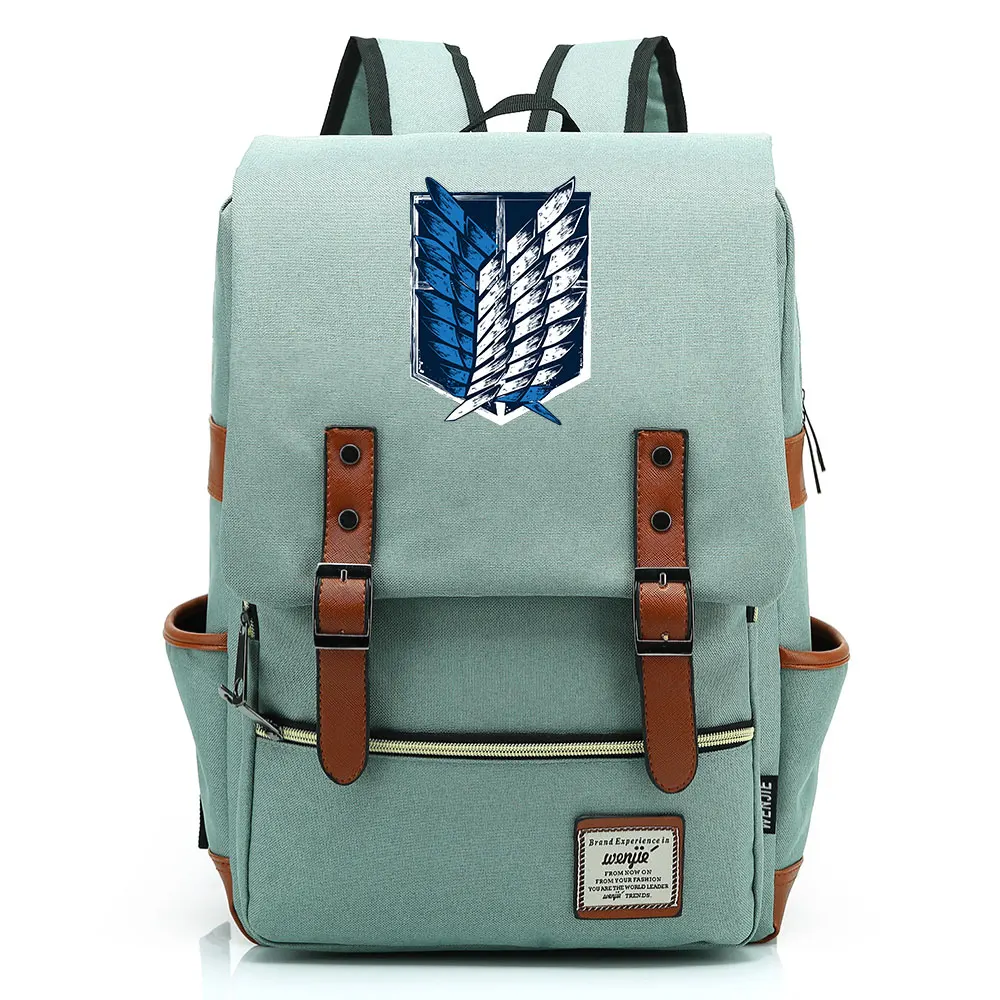 

B0807 Fashion Anime Wings Attack Titan Buckle Children School bag Teenagers Student Schoolbags Women Bagpack Men Backpack