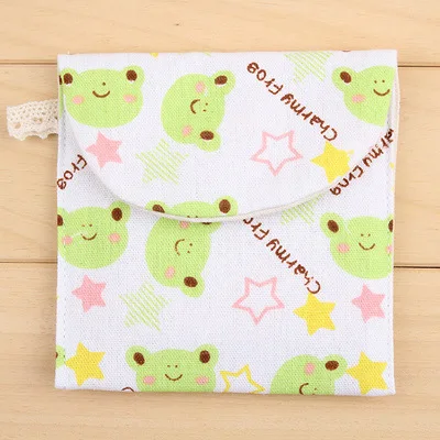 green frog Подгузник для девочек, гигиеническая салфетка, сумка для хранения, холст, гигиенические прокладки, посылка, сумки, портмоне, органайзер для ювелирных изделий, сумка для кредитных карт, чехол - Цвет: green frog