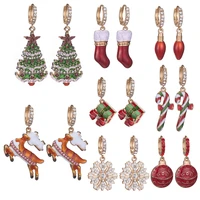 christmas hoop earrings for women santa tree elk stocking huggie drop earrings jewelry girls christmas gifts wholesale