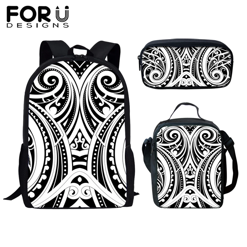 

FORUDESIGNS Personalized Teens School Bags Polynesian Tribal Printing High Capacity Wear Resistant Book Bags for Boys and Girls