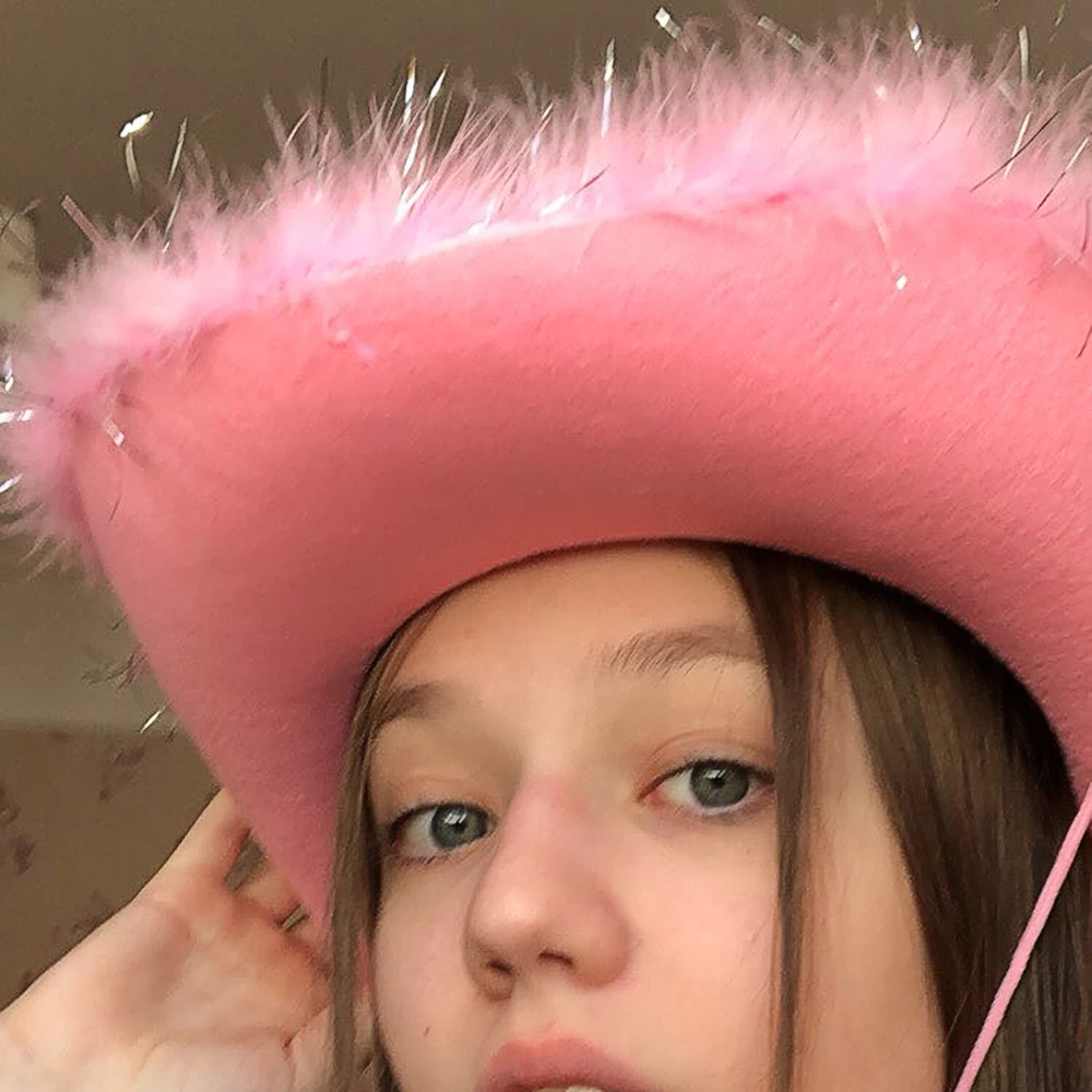 Новая ковбойская шляпа в западном стиле женская модная розовая для вечерние с