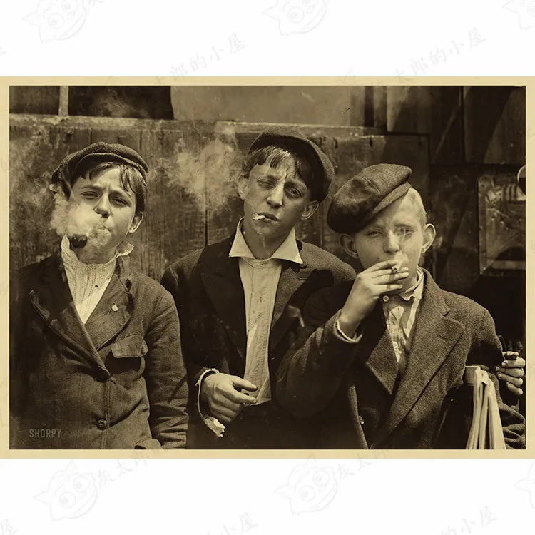 

New American Newsboy retro nostalgic kraft paper poster dormitory hall Bar Cafe decorative picture wall sticker