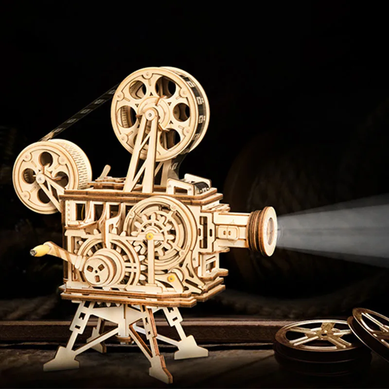 

Retro 3D Three-Dimensional Puzzle Wooden Model vintage Projector Creative Gift Projector Decoration Puzzle Game Assembly