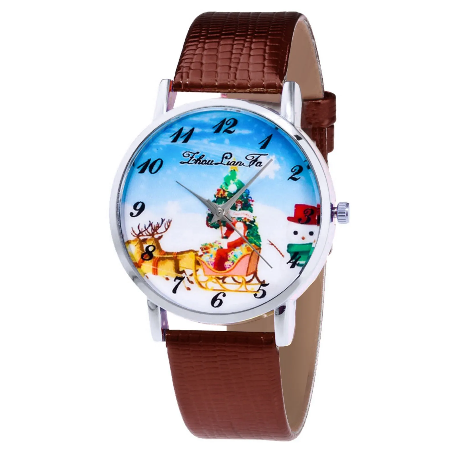 

Christmas Santa Sleigh Print Belt Ladies Quartz Christmas Watch Fashion Simple Belt Watch Dial Ladies Quartz Christmas Watch
