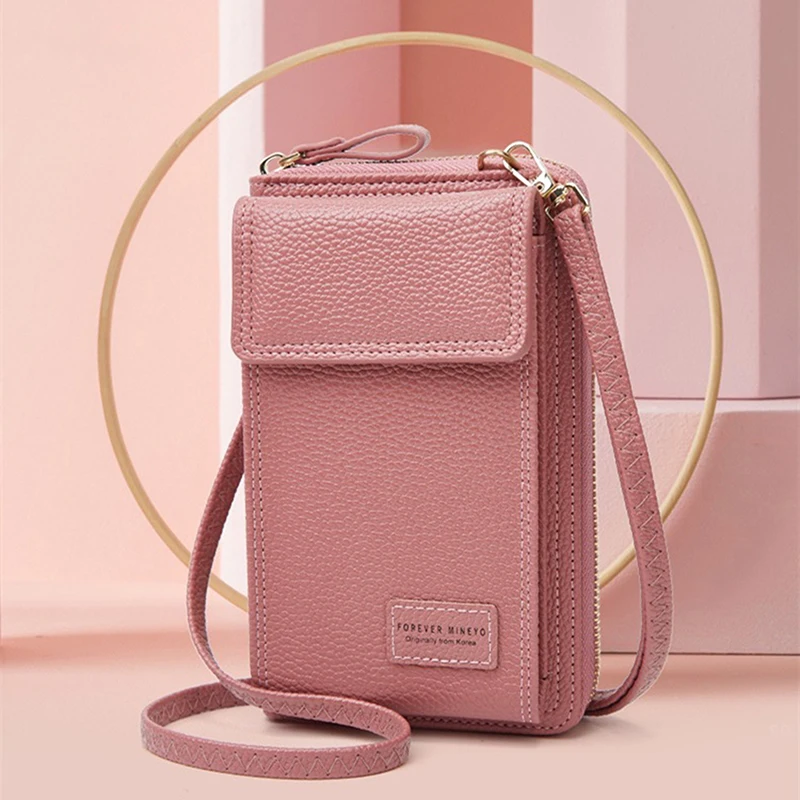 

Ladies Wallet Mobile Phone Bag Lychee Pattern PU Leather Multicolor Mini Ladies One Shoulder Messenger Bag Wallet