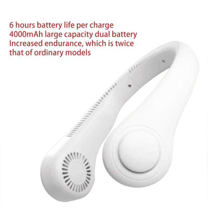 

Porous Hanging Neck Fan Sports Fan Lazy Portable Mini Fan No Leaf Usb Mini Mute Electric Fan Three-Speed Double Fan