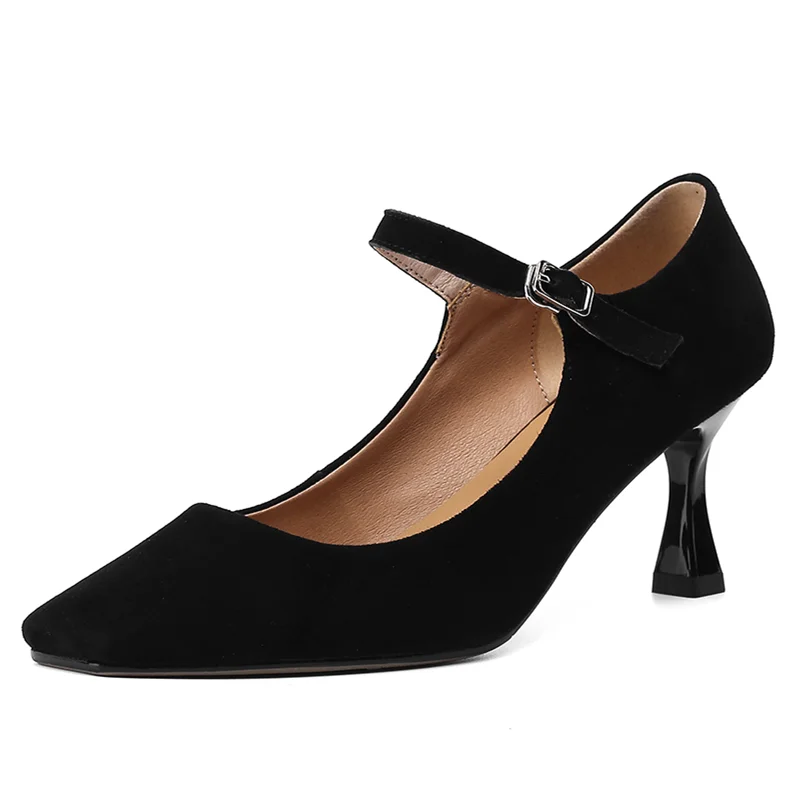 

Винтажные женские туфли APDIVXZTR на высоком каблуке высотой 7,5 см, большие размеры 40, черные и бежевые туфли для женщин, мягкие и удобные туфли н...