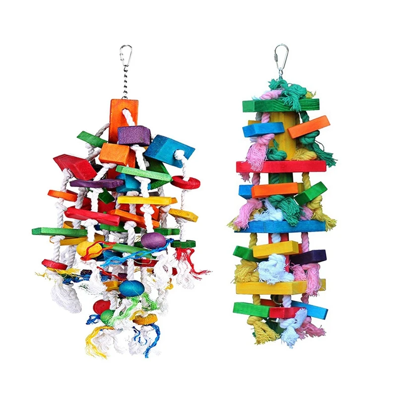 

2X Bird Chewing Toy Large Medium Parrot Cage Bite Toys African Grey Macaws Cockatoos Eclectus, Waterfall