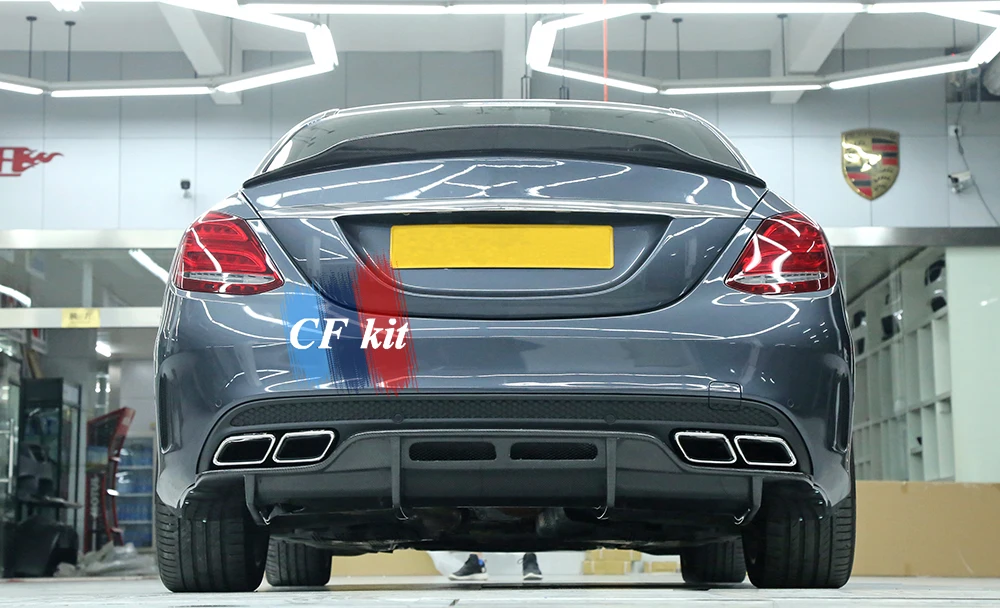 CF комплект Реальные углеродного волокна задний диффузор для Mercedes-Benz W205 C63 бампер