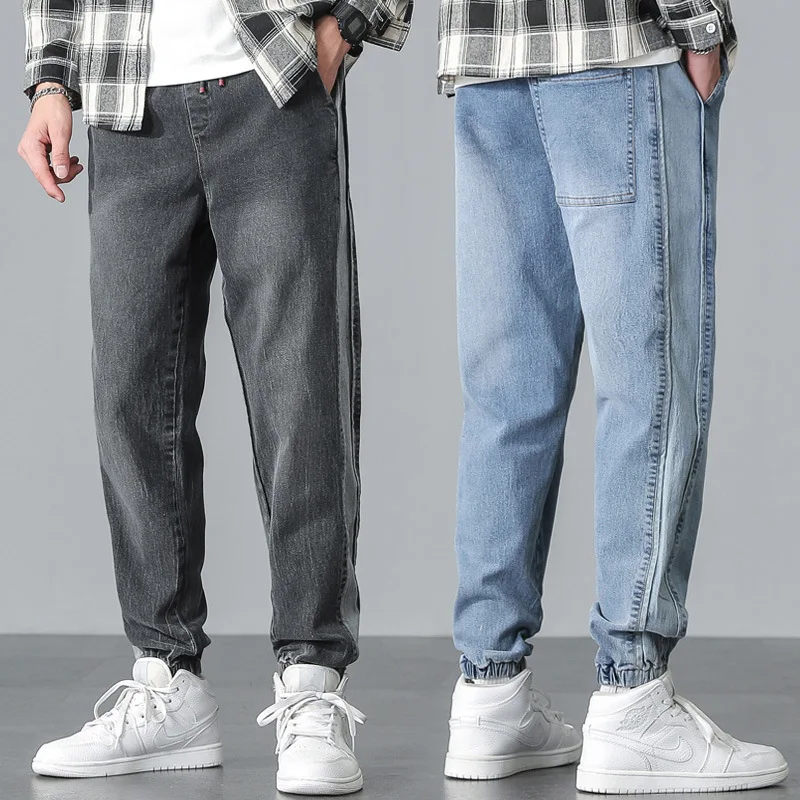 

Men's jeans spring and autumn new corset leg Korean casual pants loose fashion versatile Harlan leg pants