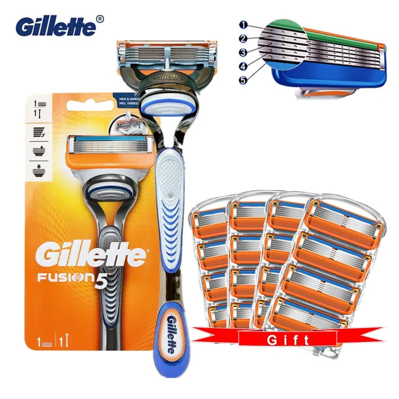 

Original Gillette Fusion 5 Men Manual Shaving Machine Safety Razor Holder Face Shaver Cassettes Razor Blade Replacebale Blades