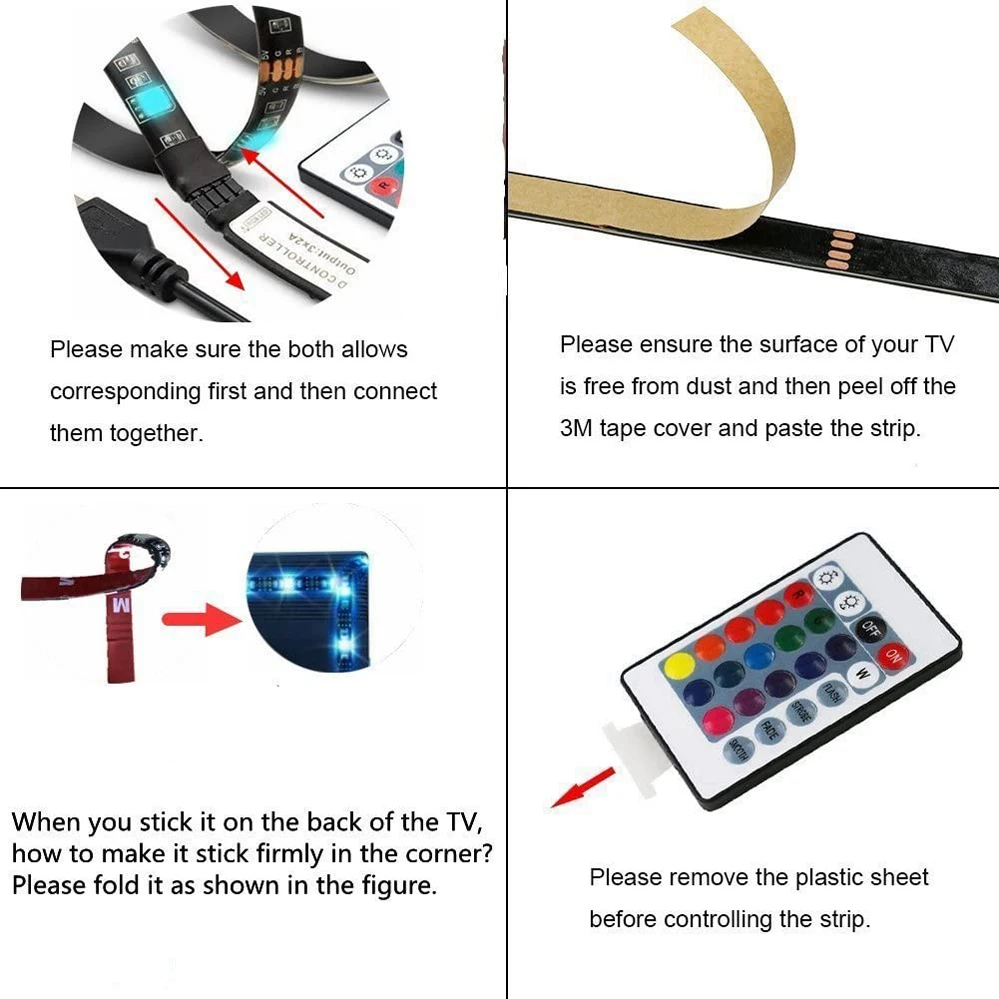 5V USB LED Strip Light RGB 5050 Battery Power Kit Waterproof Tape String Lighting For PC LCD TV Backlight Home Decoration | Освещение