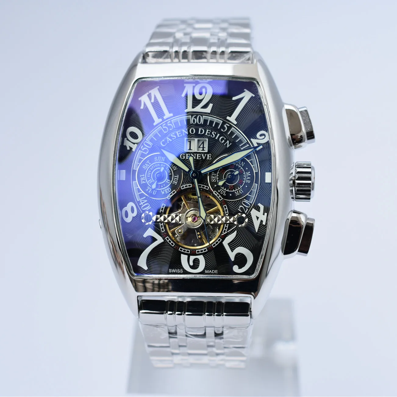 5 CASENO брендовые модные часы из нержавеющей стали tourbillon Механические Мужские золотые часы дропшиппинг день Дата Скелет Мужские часы с автоматическим подзаводом - Цвет: 5