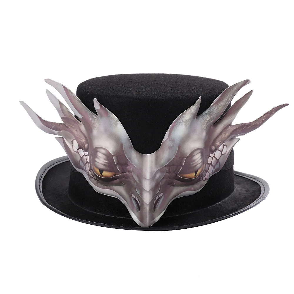 Gothic Steampunk Western Dragon Evil Dragon Warcraft Non-woven Hat Halloween Carnival Day Cosplay Props
