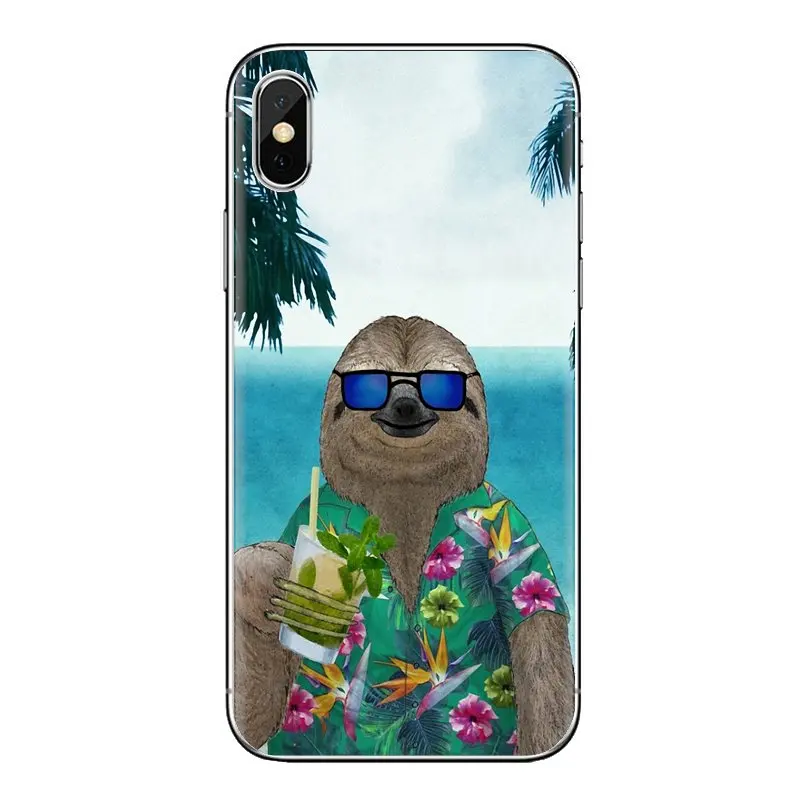 Ретро социальных Ленивцы с розовым мешок TPU чехол для iPhone XS Max XR X 4 4S 5 5S 5C SE 6 6S 7 8