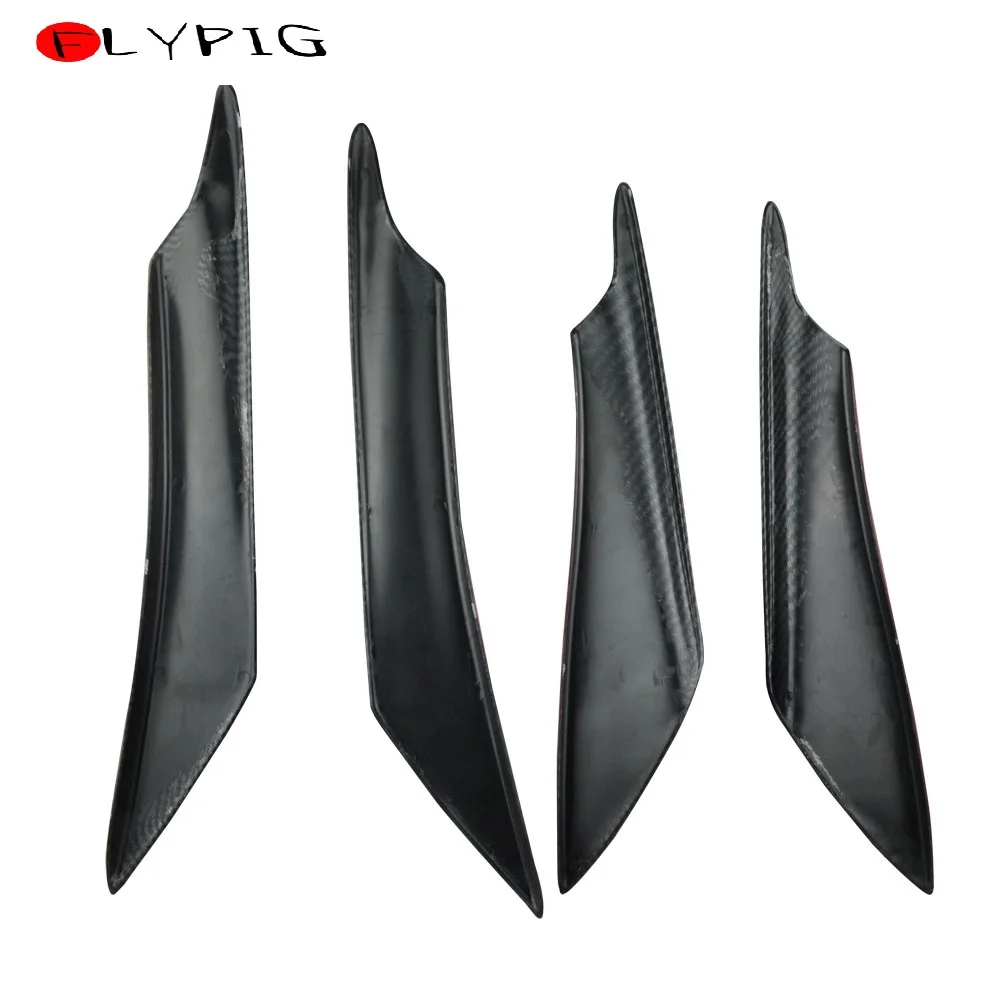 FLYPIG 4 шт. черное углеродное волокно передний бампер автомобиля губ резиновый