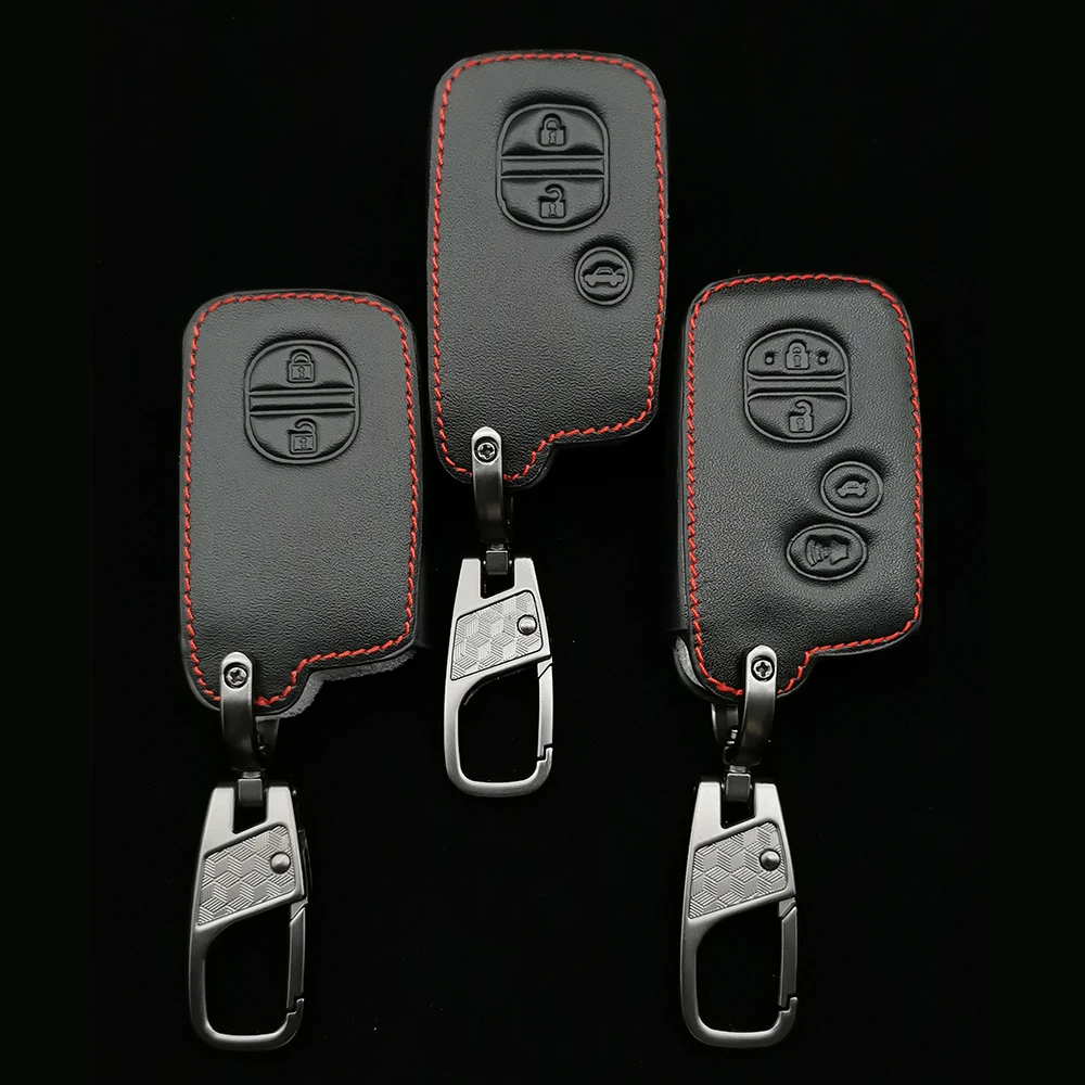 

2/3/4 Button Leather Key Fob Shield Cover Case For Toyota Camry Corolla Avalon Rav4 Land Cruiser Remote Car Key Holder Protector