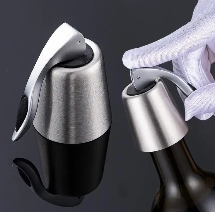 

Wine Bottle Stopper Stainless Steel Vacuum Sealed Red Wine Storage Bottle Stopper Sealer Saver Champagne Caps Bar Tools SN1941