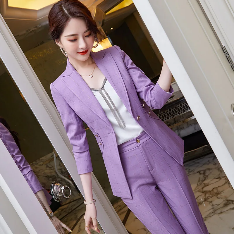 Lenshin высококачественный костюм ярких цветов из 2 предметов для женщин деловая