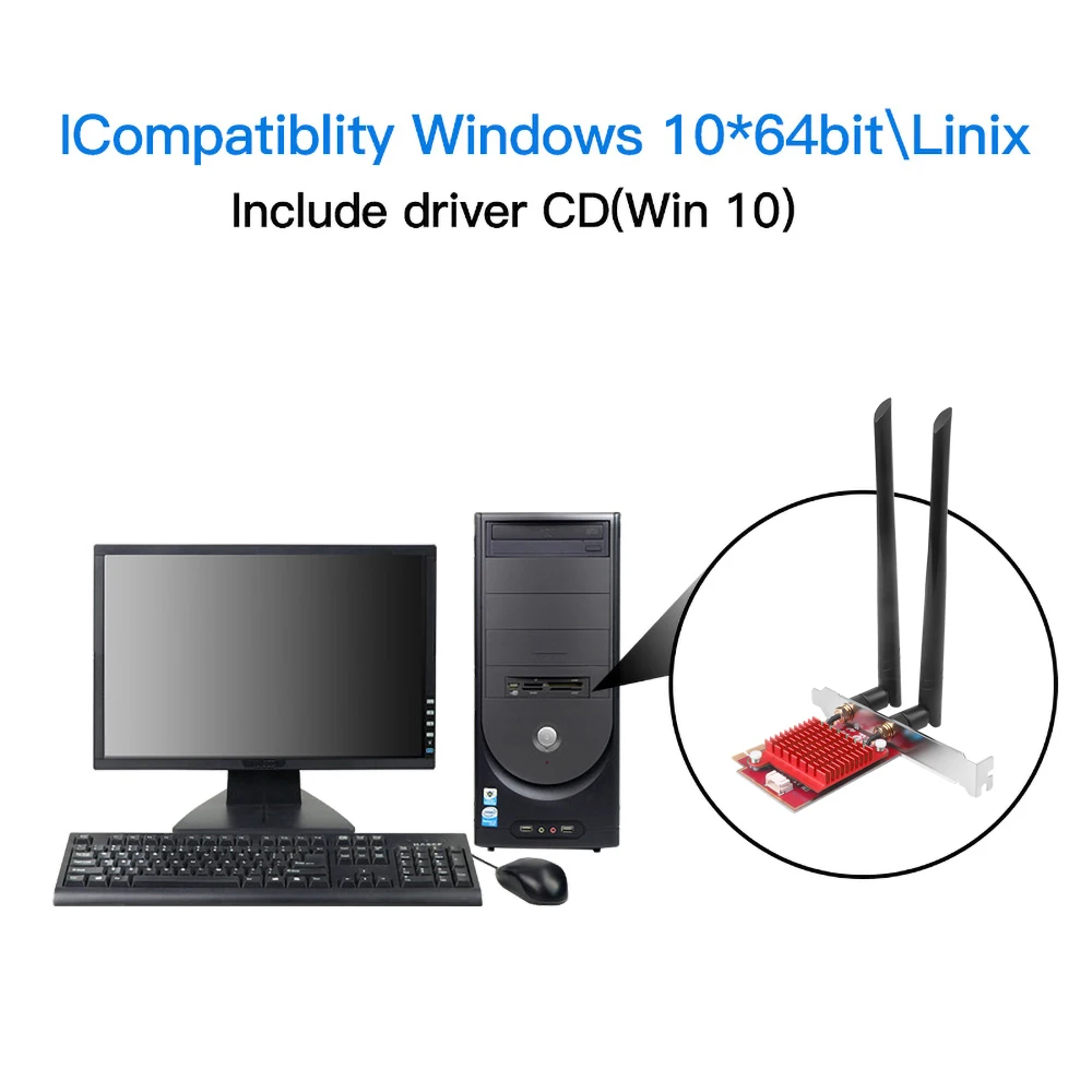 Wi Fi 6 PCI e сетевая карта 3000 Мбит/с AX200 802.11AX Bluetooth 5 0 Беспроводная Wifi6 Экспресс антенна
