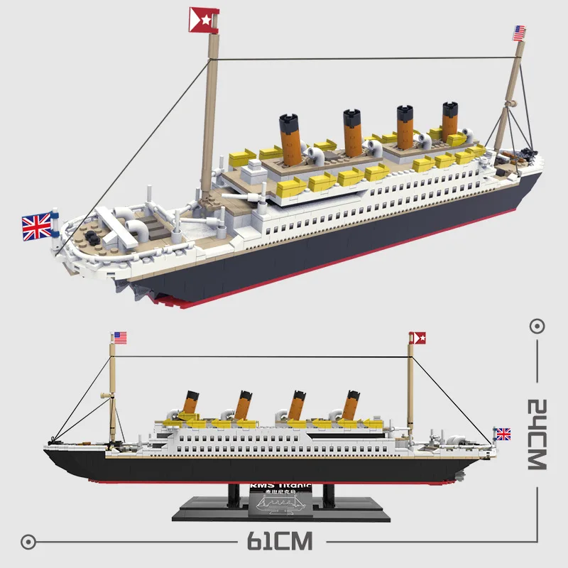 

New RMS Titanic Model Cruise Ship Boat Building Blocks STEM Set Toys For Kids Adults Children Gift