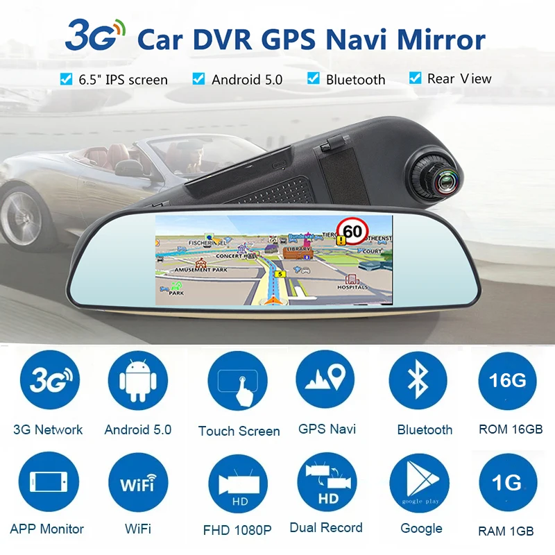Автомобильный видеорегистратор Anfilite 6 5 дюйма android 0 E515 blueooth gps 1080P|GPS для