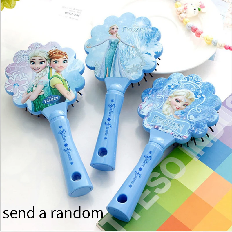 Дисней Принцесса замороженная щетка для волос brosse cheveux Kids нежная Антистатическая щетка кудрявый клубок Русалка щетина ручка Клубок Расческа - Цвет: Send a random