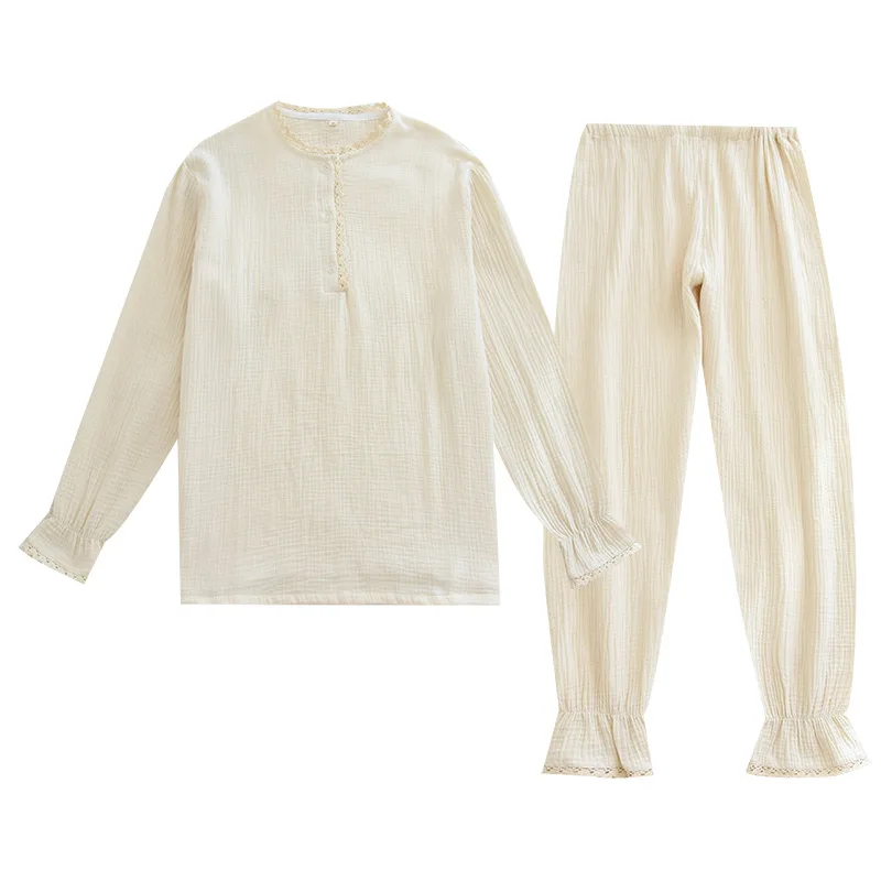 Housewear Women's Pajamas Sets Cotton Suit Large Spring Summer Nightwear New Long Sleeve Round Neck Female Sleepwear Nightgown