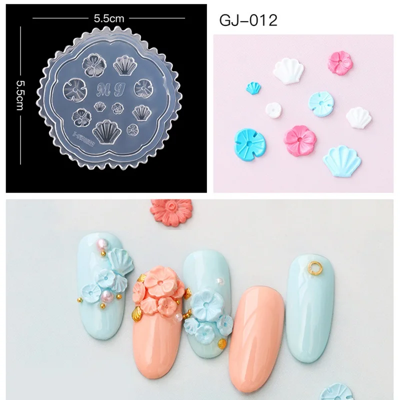 GJ012 Силиконовые шаблоны DIY 3D украшения для ногтей горный хрусталь 3D дизайн ногтей силиконовая форма листья цветок ромашка шаблон для ногтей форма - Цвет: GJ012