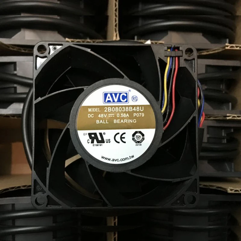 

New original AVC 2B08038B48U 8038 8CM 48V 0.58A PWM dual ball fan 80x80x38mm cooling fan cooler