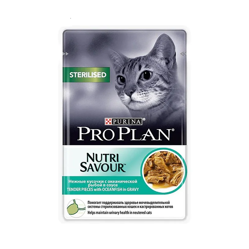 Влажный корм для стерилизованных кошек Pro Plan Nutrisavour с океанической рыбой 24x85г