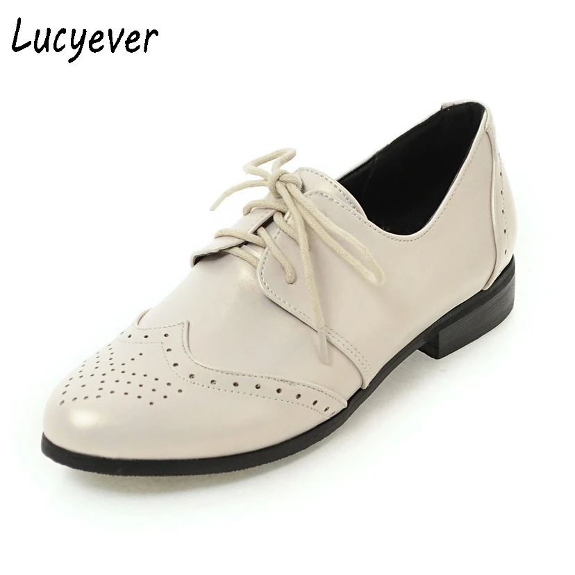 Lucyever/женские туфли оксфорды на плоской подошве из мягкой кожи Повседневная