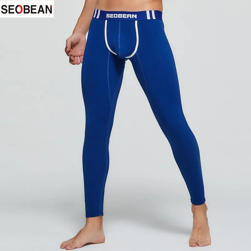 Мужские осенние теплые брюки SEOBEAN модные облегающие мужские Леггинсы с бархатной