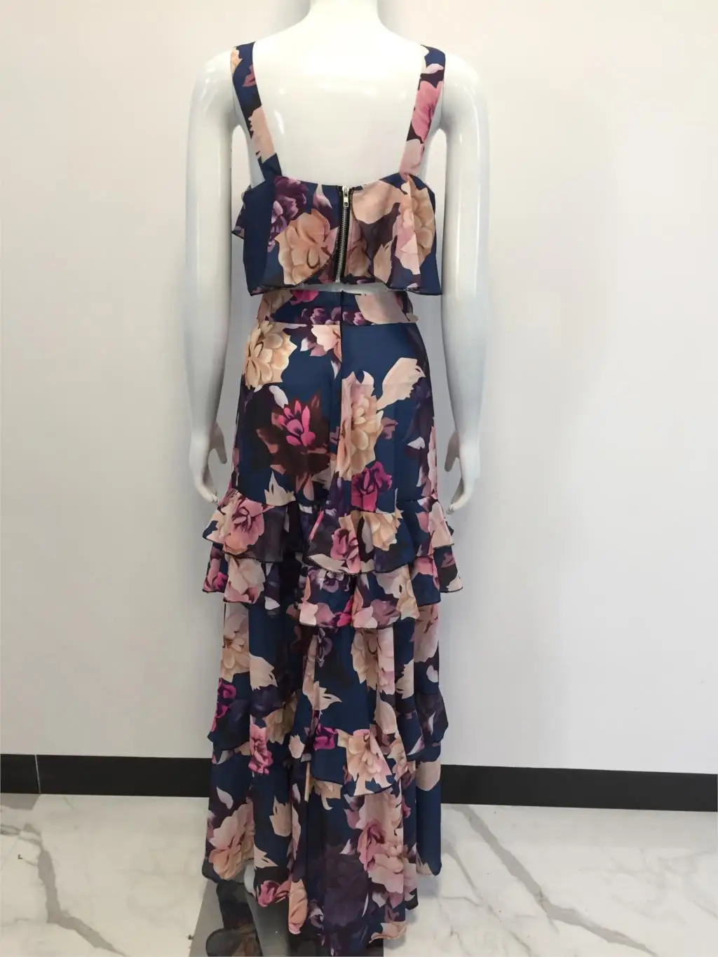 Boho Новый сексуальный женский шифоновый комплект из двух предметов укороченный