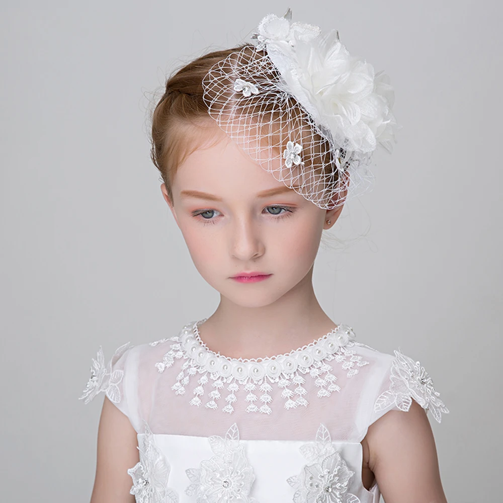 Модные заколки для волос девочек головной убор кружевная пряжа цветок маленькая