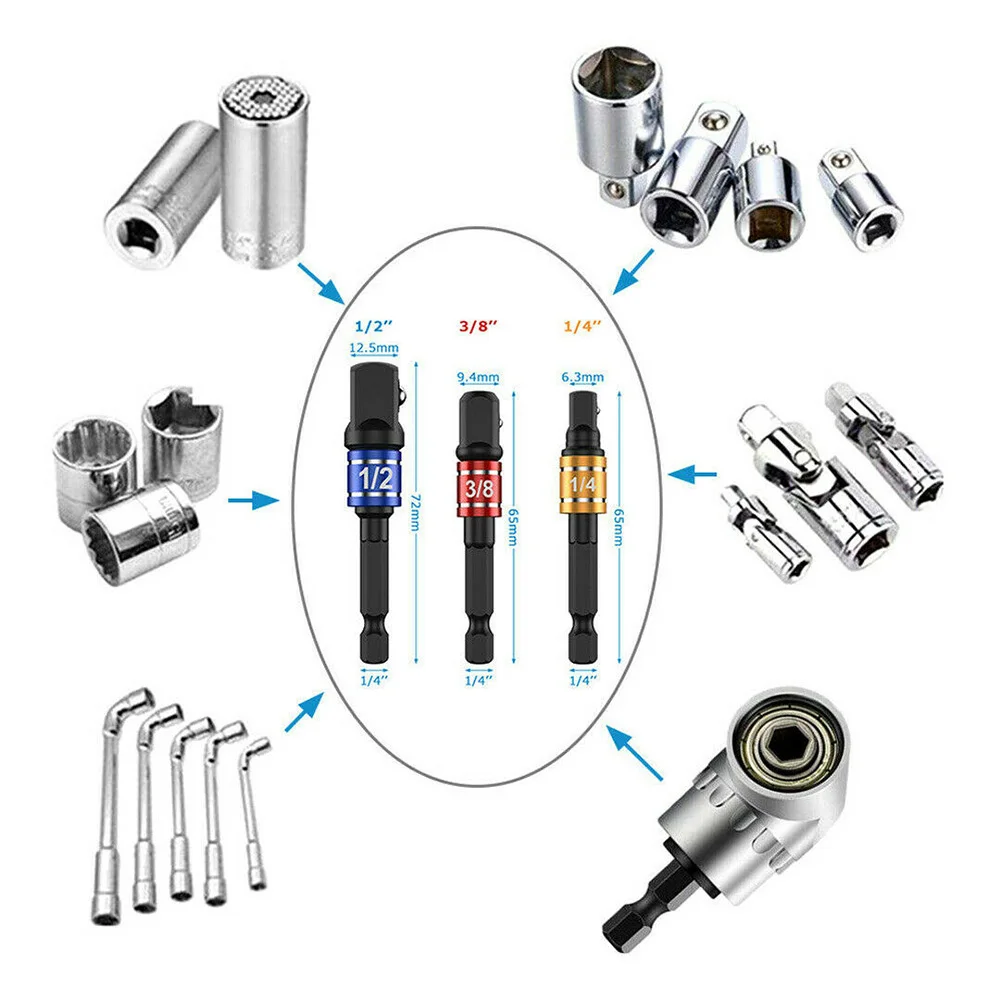 

4pcs Drill Bit Socket 4* Hex Bits Adapter Attachment Rust-proof Durable