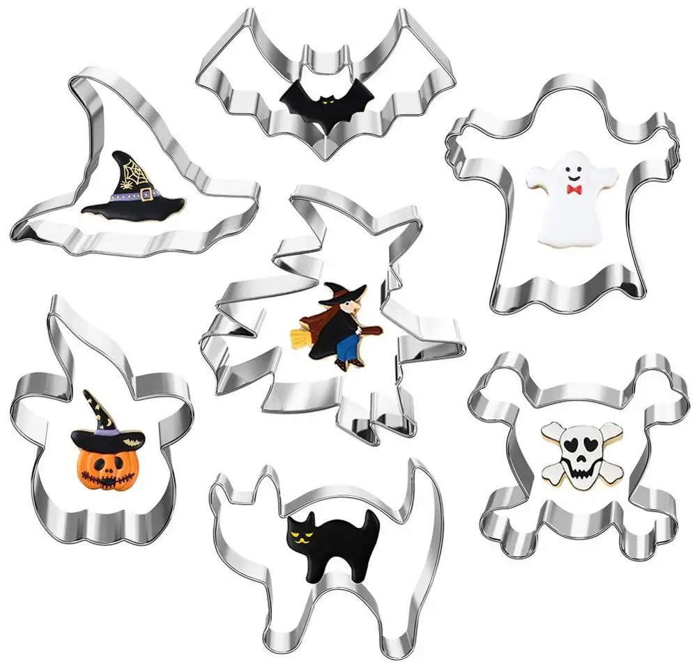 

7 Хэллоуин набор резаков для печенья DIY кондитерские формы для помадки Нержавеющая сталь Сахар ремесло форма для торта украшения Рамка ножи,...
