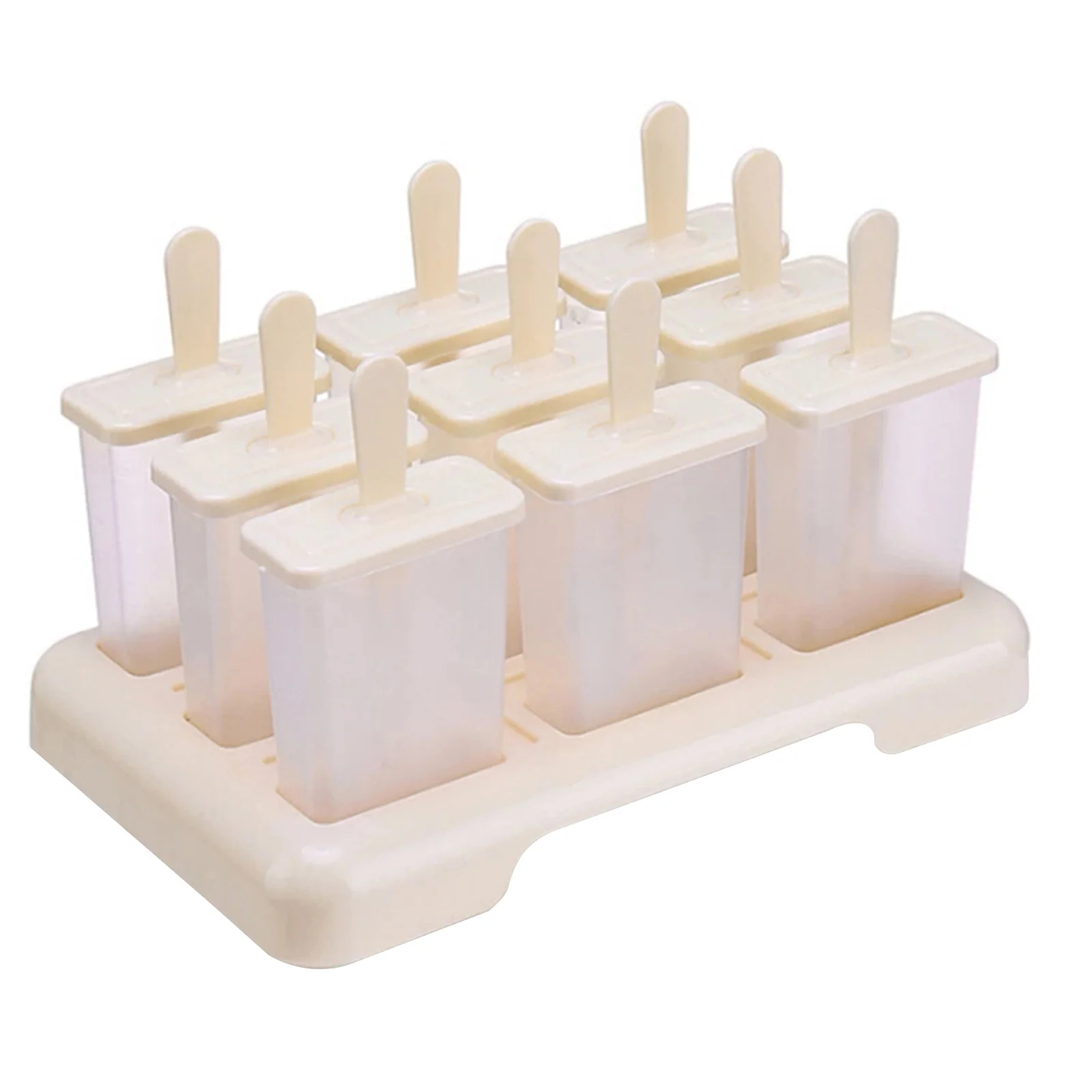 

4 Grids Popsicle Molds Set BPA Free Reusable Ice Pop Maker With Standing Tray Sticks Durable DIY Frozen Ice Cream Pop Molds