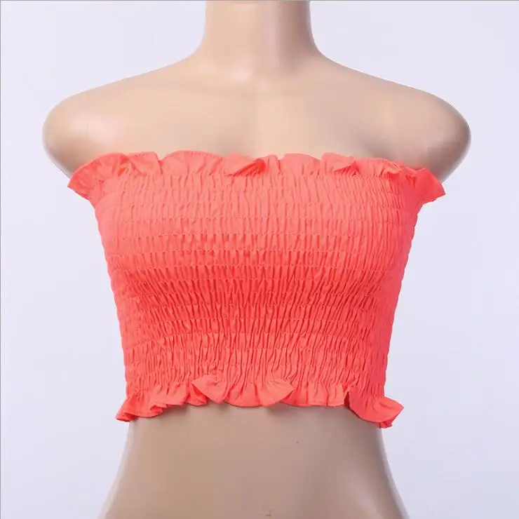 

2 PCS/Sets Women Tops Tees Pleated Elasticity Strapless A134