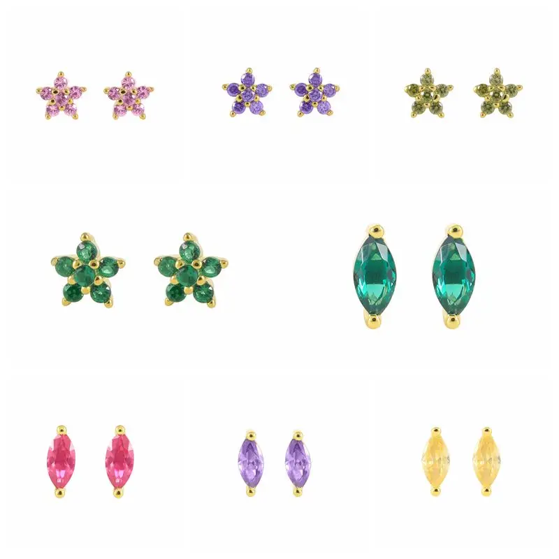 

Серьги MC из серебра 925 пробы, серьги-гвоздики в виде мини звезды/капли воды, Золотая платформа, серьги-гвоздики 2021, креативные красочные серь...