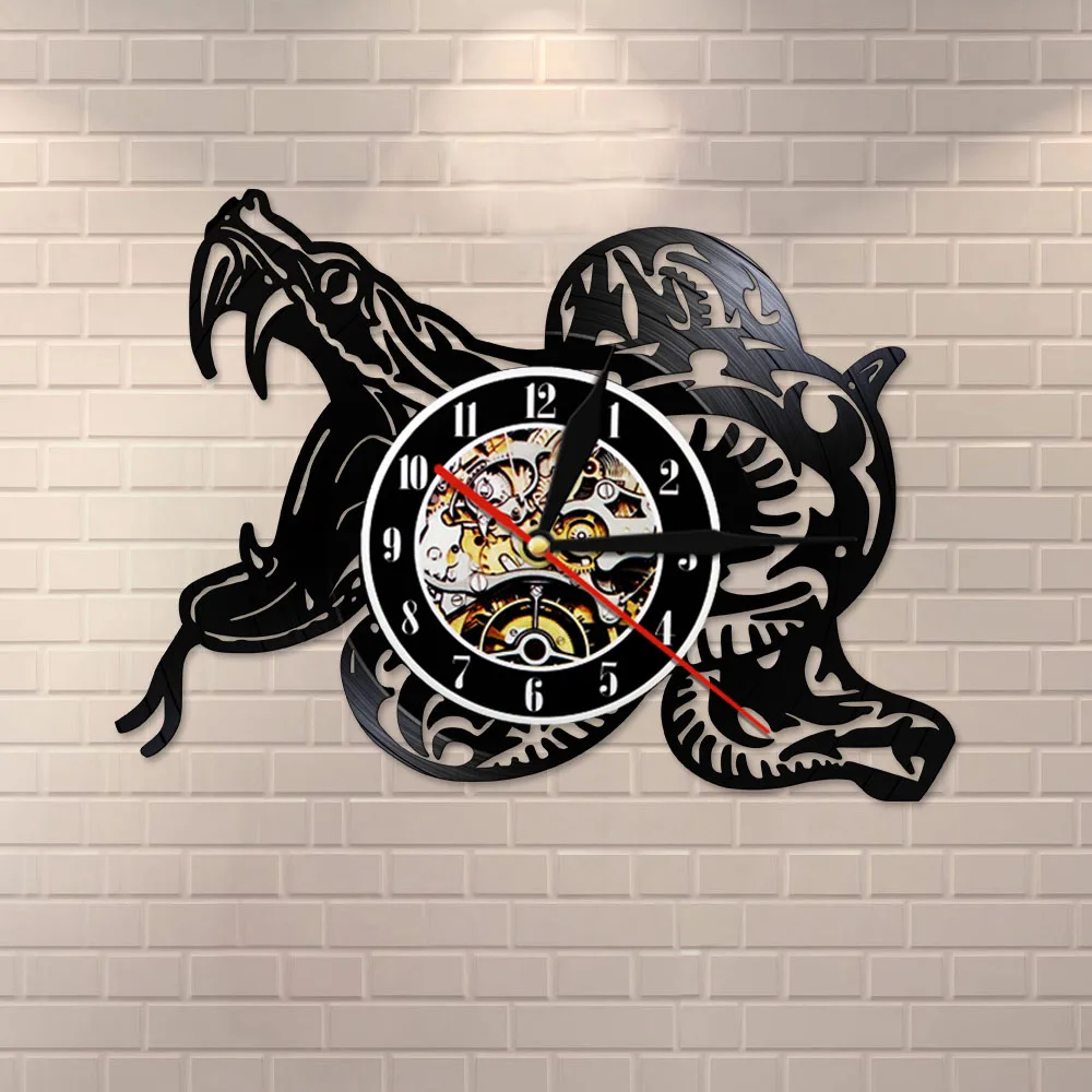 Виниловые настенные часы Snake Tribal с записью в виде животных для домашнего декора