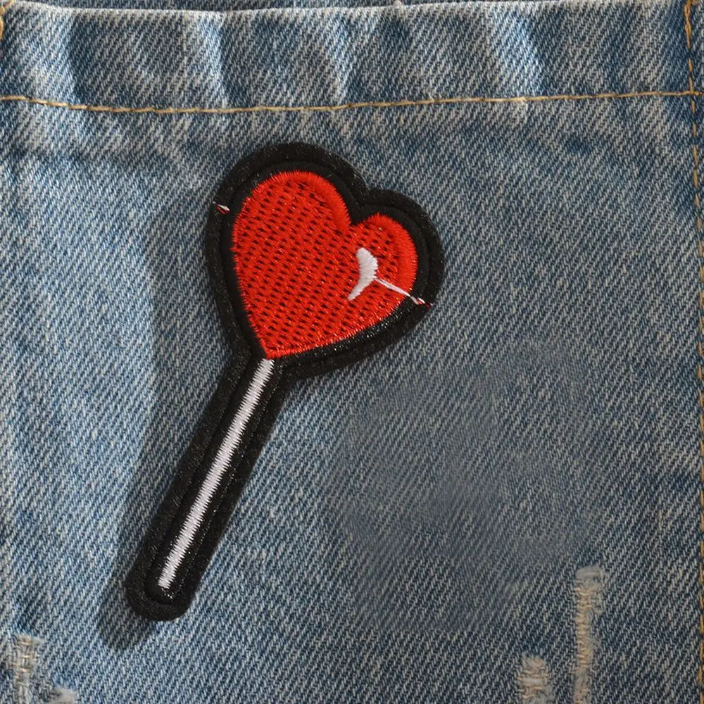 Пластырь для одежды с сердечком и леденцом 5 шт. пришивная эмблема на ткани шитья