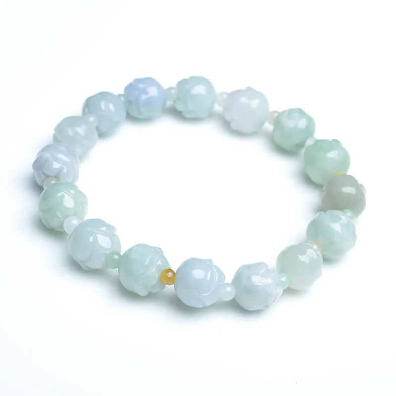 Нефритовый камень жадеит Изумрудный Лотос браслет из бисера Шарм ювелирные