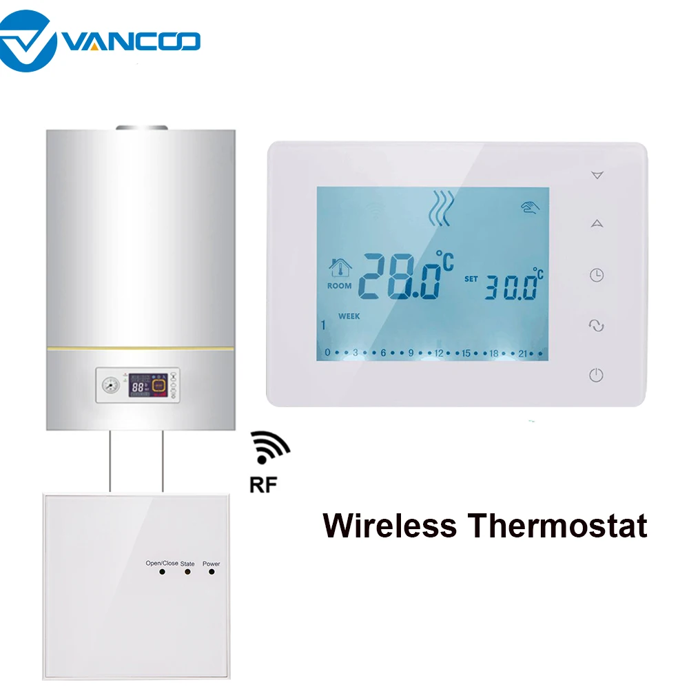 Vancoo 2pcs RF беспроводной цифровой термостат настенный газовый котел нагрев
