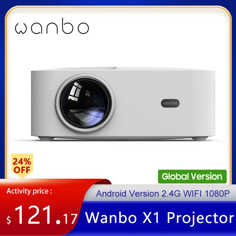 

Wanbo X1 Projector Android Version 2.4G WIFI 1080P LCD Clear Projection MTK Global Version Wireless Portable Projector for Home