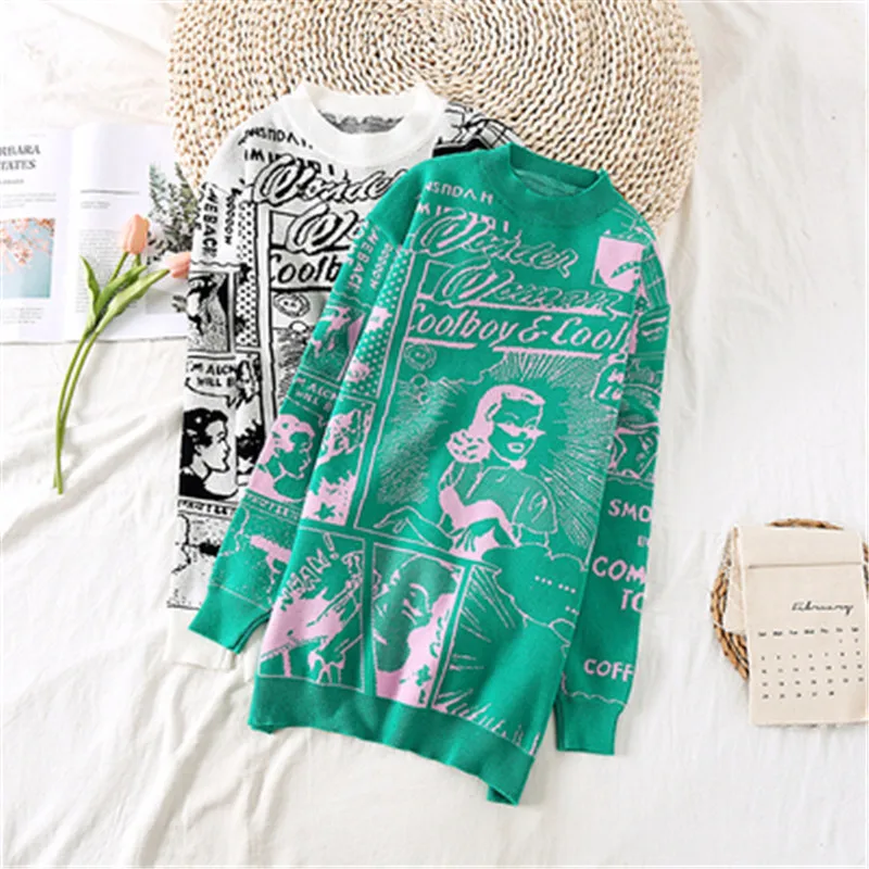 Женский трикотажный пуловер с круглым вырезом и длинным рукавом | Женская одежда