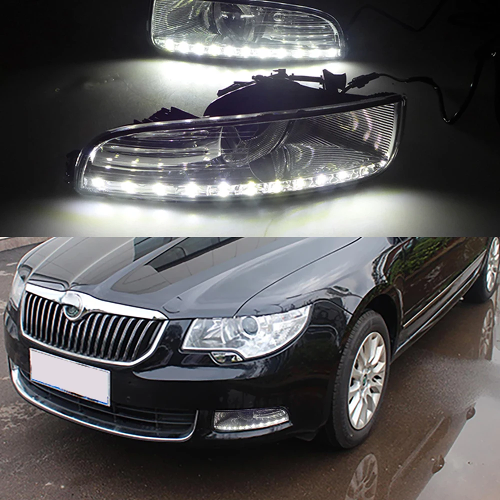 Автомобильные мигающие дневные ходовые огни для Skoda Superb 2010 2011 2012 2013 Светодиодный