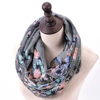 new fashion butterfly print infinity scarf for women winter pashmina circle ring scarves ladies animal printed loop shawl