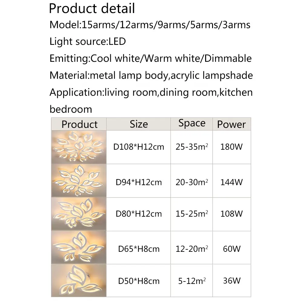 

Modern Led Ceiling Lamp For Living room Bedroom Dining room Home Ceiling Light Fixtures White Metal Lustre Dimmable 110V 220V